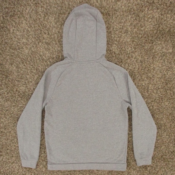Nike Hoodie Men's Small Heather Gray Black Big Swoosh Training Athletic Pullover - Picture 2 of 7